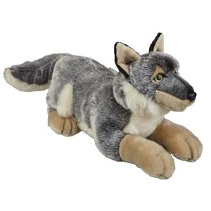 Grote pluche grijze wolf knuffeldier - 50 cm - Wolven knuffels - Speelgoed voor kinderen