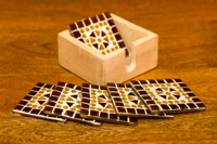 Mozaïek onderzetters Cantara bruin-beige in houten box