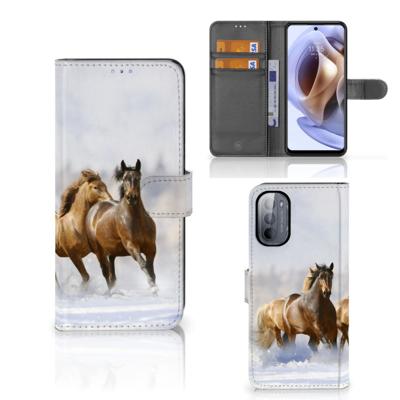 Motorola Moto G31 | G41 | Telefoonhoesje | Met pasjeshouder | Paarden
