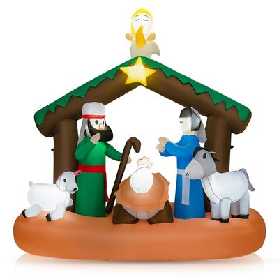 180 cm Opblaasbare Kerststal Kerstdecoratie met Led Verlichting Replica van de Geboorte van Jezus Kerstverlichting Binnen/Buiten