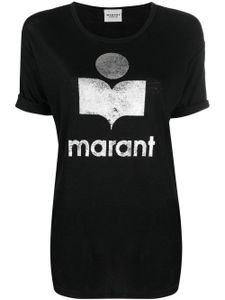 MARANT ÉTOILE t-shirt en lin à logo imprimé - Noir