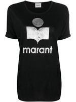 MARANT ÉTOILE t-shirt en lin à logo imprimé - Noir