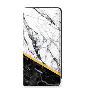 Samsung Galaxy A41 Standcase Marmer Wit Zwart - Origineel Cadeau Man