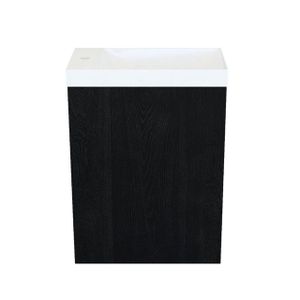 Arcqua Marble Fonteinset - 40x22x54.5cm - fontein glans wit - met overloop - oak black FNK499647