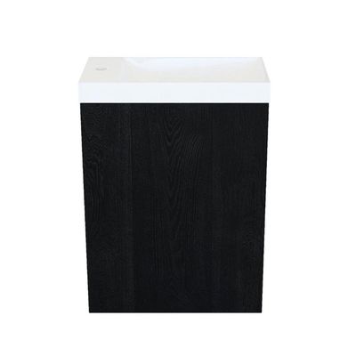 Arcqua Marble Fonteinset - 40x22x54.5cm - fontein glans wit - met overloop - oak black FNK499647