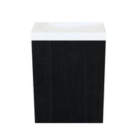 Arcqua Marble Fonteinset - 40x22x54.5cm - fontein glans wit - met overloop - oak black FNK499647