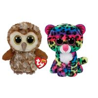 Ty - Knuffel - Beanie Boo's - Percy Owl & Dotty Leopard