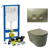 Geberit UP100 Toiletset Wandcloset Salenzi Civita Mat Legergroen met Delta 21 Drukplaat