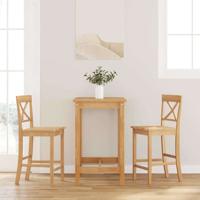 Barkrukken 2 stuks natuurlijk massief hout rubber