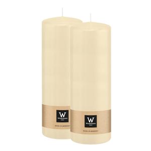 Cilinderkaars/stompkaars - 2x - creme wit - 20 x 7 cm - 103 branduren