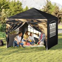 3 x 3 M Paviljoen met 4 Afneembare Zijwanden Tuinzelt Inclusief Draagtas 8 Haringen 4 Ankers Zwart 3 x 3 M Paviljoen met 4 Afneembare Zijwanden Tuinzelt Inclusief Draagtas 8 Haringen 4 Ankers Zwart
