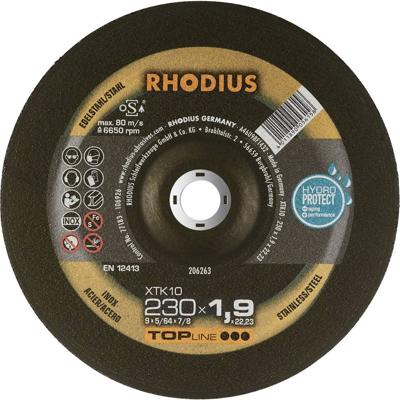 Rhodius XT10 206263 Doorslijpschijf gebogen 230 mm 1 stuk(s) RVS, Staal