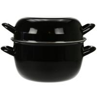 Cosy & Trendy Mosselpan/pot - emaille - zwart - 26 x 24 x 19 cm - 5 liter