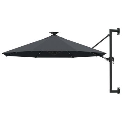Wandparasol met LED's 300 cm antracietkleurig