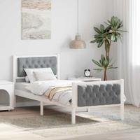 Bedframe met hoofdeinde Lichtgrijs 75 x 190 cm Stof Bedframe met hoofdeinde Lichtgrijs 75 x 190 cm Stof