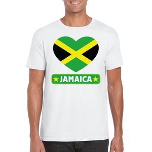 Jamaica hart vlag t-shirt wit heren
