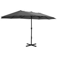 The Living Store Tuinparasol Antraciet - 460x270x246 cm - UV-beschermend polyester - Stevige kruisvoet - Aluminium paal