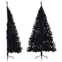 VidaXL Kunstkerstboom met standaard half 180 cm pvc zwart