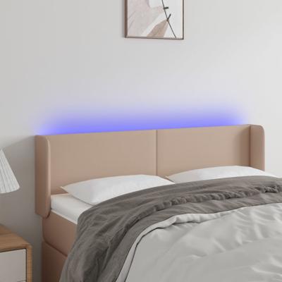 Hoofdbord LED 147x16x78/88 cm kunstleer cappuccinokleurig