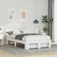 Bedframe met hoofdeinde Wit 135 x 190 cm Massief grenenhout