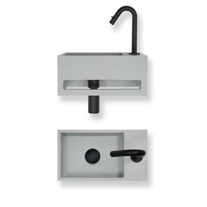 Fonteinset Baseline solid surface 36x20x16 cm beton look