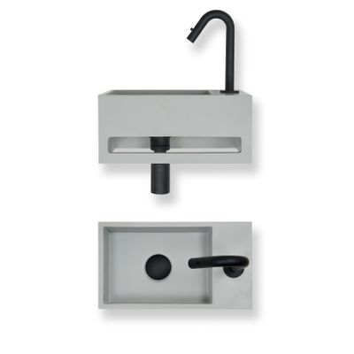 Fonteinset Baseline solid surface 36x20x16 cm beton look