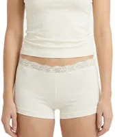 Kanten boxershort dames 38832 - Dames onderbroek - kanten ondergoed -badstof kruisje - wit en zwart