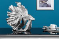 Design decoratief figuur vechtende vis CROWNTAIL 35cm zilveren Betta vissculptuur - 43175 - thumbnail