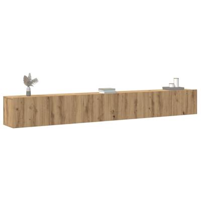 3-delig Tv-meubelset wandmontage bewerkt hout artisanaal eiken