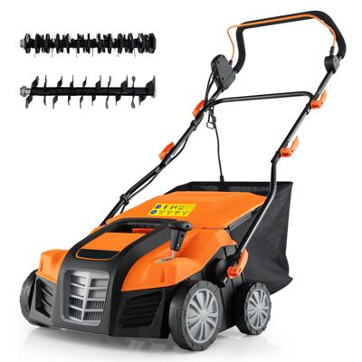 2000W Electric Scarifier 40cm Werkbreedte 3500 tpm Grasopvangzak met Capaciteit van 55L 5 Instelbare Dieptes-Oranje
