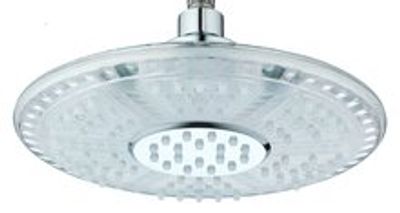 GALAXIS hoofddouche met LED-licht, chroom antikalk nozzles LED-hoofddouche Ø ca. 20 cm 12 lichtdiodes produceren brillante lichteffecten 3 verschillende kleuren, temperatuur geregeld (blauw, g
