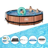 EXIT Zwembad Timber Style - Frame Pool ø360x76cm - Met accessoires - thumbnail