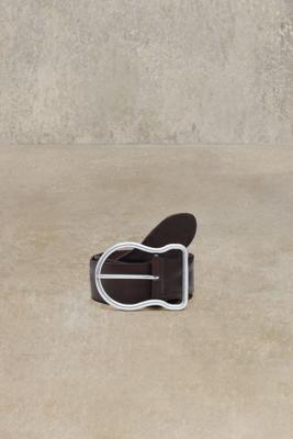 Leren riem met ovale gesp studio - BROWN - 95