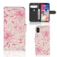 Apple iPhone X | Xs Hoesje Pink Flowers - thumbnail