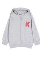 Kenzo Kids hoodie zippé à logo brodé - Gris - thumbnail