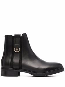 Tommy Hilfiger bottines en cuir à plaque logo - Noir