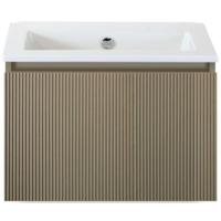 Frozen 3D Badmeubelset 60 cm - Greeplijst in Kleur - Olive - Keramische Wastafel Wit Zonder Kraangat