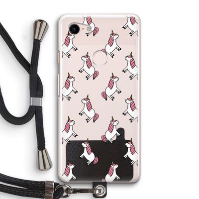 Eenhoorns overal: Pixel 3 Transparant Hoesje met koord