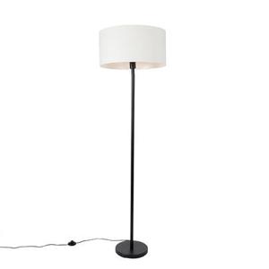 QAZQA Vloerlamp zwart met kap wit 50 cm - Simplo