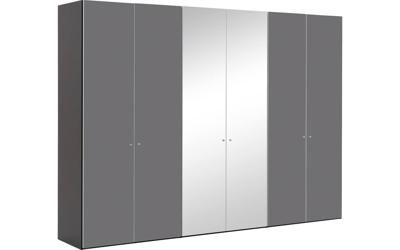 Goossens Kledingkast Easy Storage Ddk, Kledingkast 304 cm breed, 220 cm hoog, 4x glas draaideur en 2x spiegel draaideur midden Goossens Kledingkast Easy Storage Ddk, Kledingkast 304 cm breed, 220 cm hoog, 4x glas draaideur en 2x spiegel draaideur midden