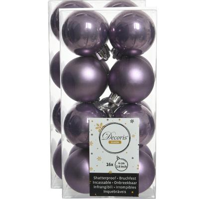 Decoris kleine kerstballen - 32x st - lila paars - 4 cm - kunststof - onbreekbare kerstballen Decoris kleine kerstballen - 32x st - lila paars - 4 cm - kunststof - onbreekbare kerstballen