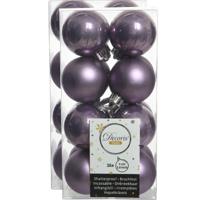 Decoris kleine kerstballen - 32x st - lila paars - 4 cm - kunststof - onbreekbare kerstballen