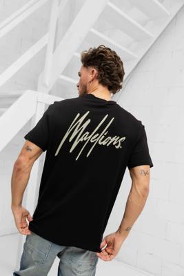 Malelions Striped Signature T-Shirt Heren Zwart - Maat S - Kleur: Zwart | Soccerfanshop