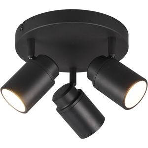 LED Plafondspot - Trion Artion - GU10 Fitting - Spatwaterdicht IP44 - Rond - Mat Zwart - Aluminium