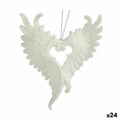 Kerstversiering Engelenvleugels Wit Plastic Purpurine 12 x 13 x 2,5 cm (24 Stuks)