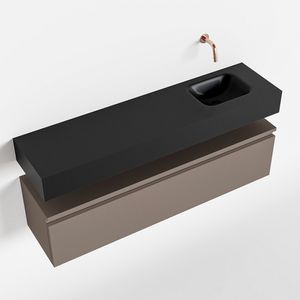 Toiletmeubel Mondiaz Andor | 120 cm | Meubelkleur Smoke | Lex vrijhangend wastafel Urban Rechts | Zonder kraangat