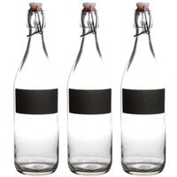 Cuisine Elegance set van 4x stuks weckfles met krijtbord vakje en beugelsluiting 980 ml