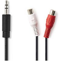 Stereo-Audiokabel | 3,5 mm Male - 2x RCA Female | 0,2 m | Zwart [CAGP22250BK02] - thumbnail