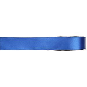 Hobby/decoratie satijnen lint - blauw - 1 cm x 25 meter - cadeauverpakking - polyester