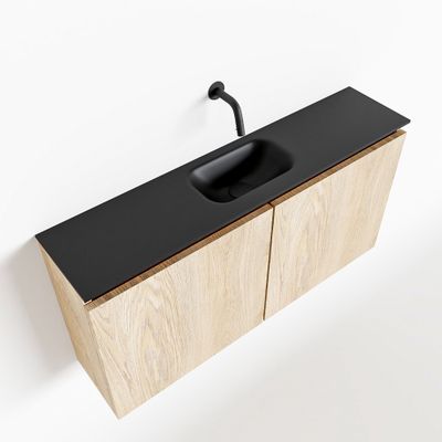 Toiletmeubel Mondiaz Ture | 100 cm | Meubelkleur Washed oak | Eden wastafel Urban Midden | Zonder kraangat